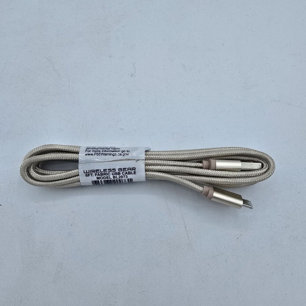 Wireless Gear 6 ft micro usb sync and charge cable. Fabric material.